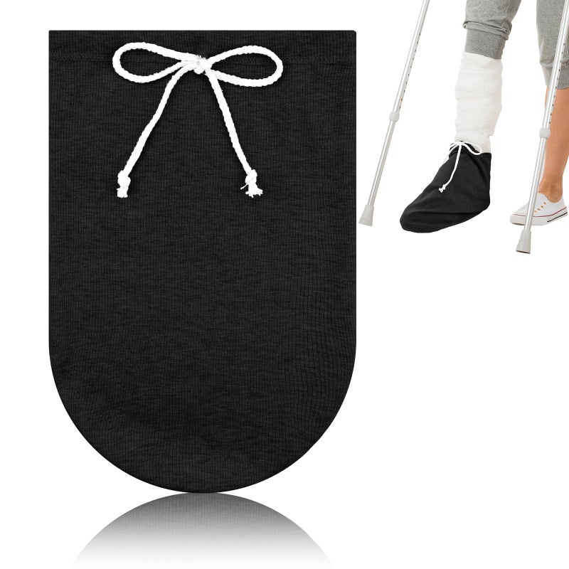 OXDFK Cast Sock Cover for Foot, Cast Cover for Foot, Leg Cast Cover, Adjustable Drawstring Foot Cast Cover for Men and Women(Black) - Image 1